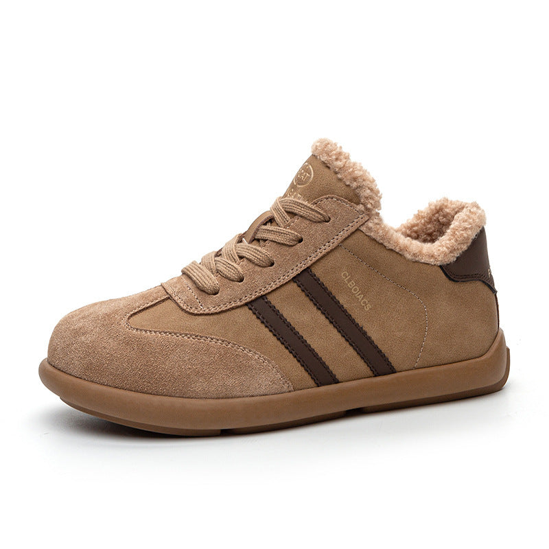 Women's Fleece-lined Vintage Lamb Wool Thickened Thermal Soft Soled Comfortable Casual Shoes