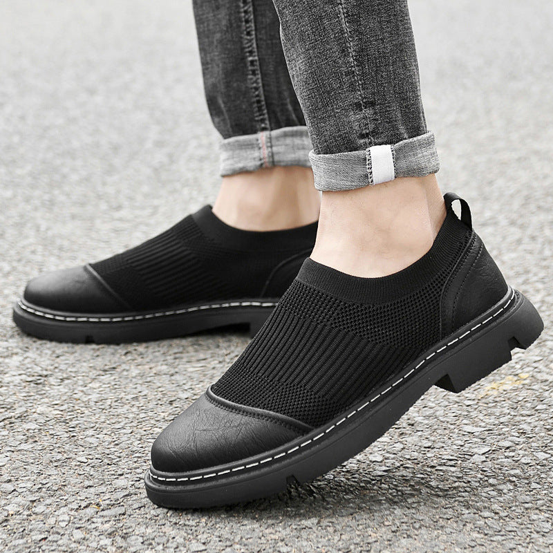 Men's Cloth Cover Brogue Stitching Inner Height Leather Shoes