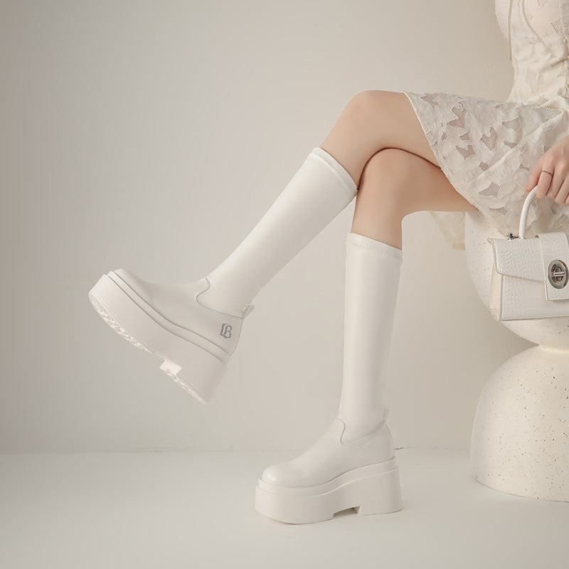Thin Thick Bottom Mid Knee-high Small Figure Heels