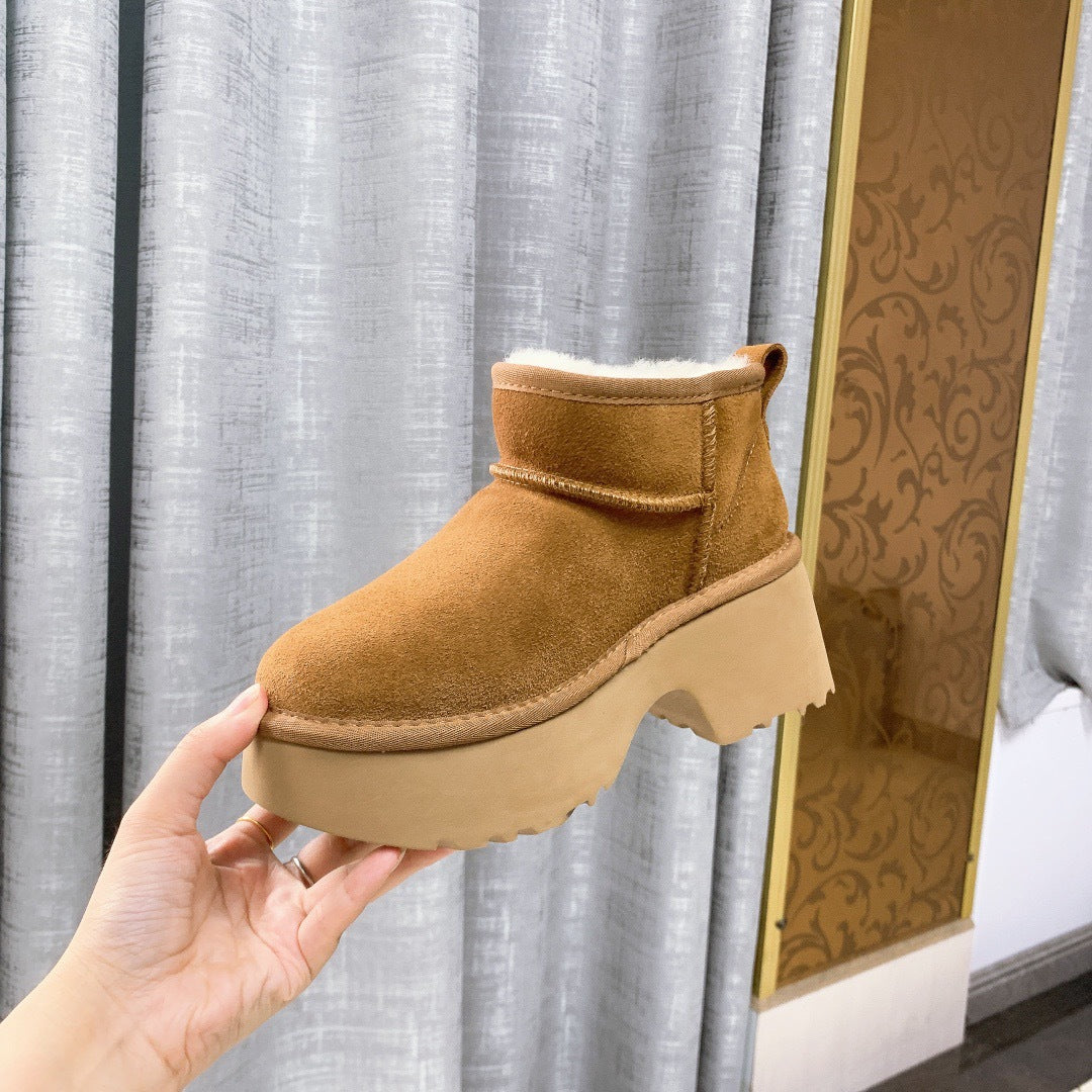 Women's Platform Mermaid Wedge Heightening Thickening Wool Boots