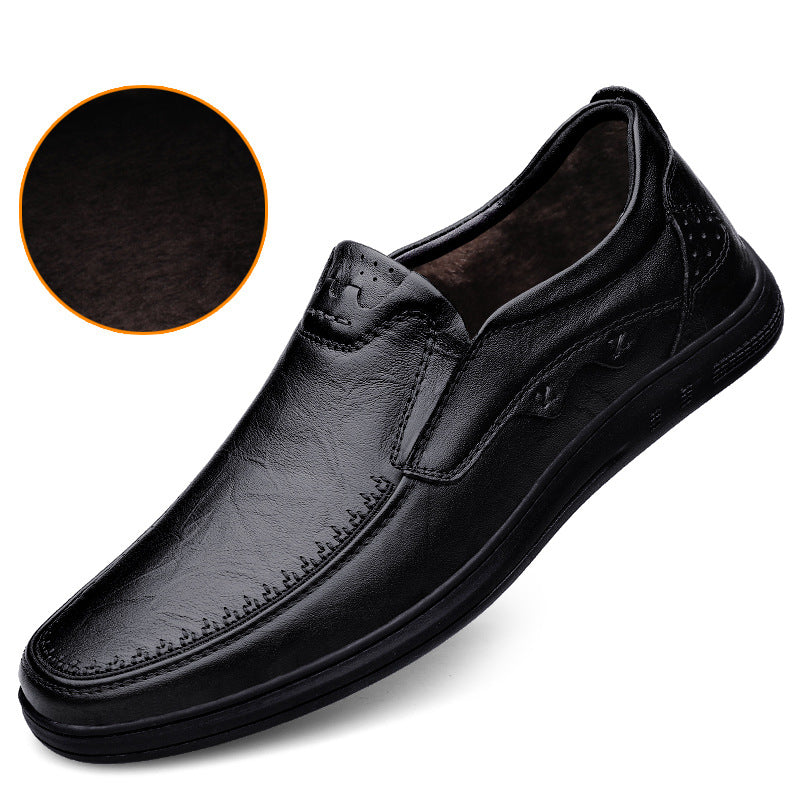 Men's First Layer Cowhide Soft Bottom Breathable Leather Shoes