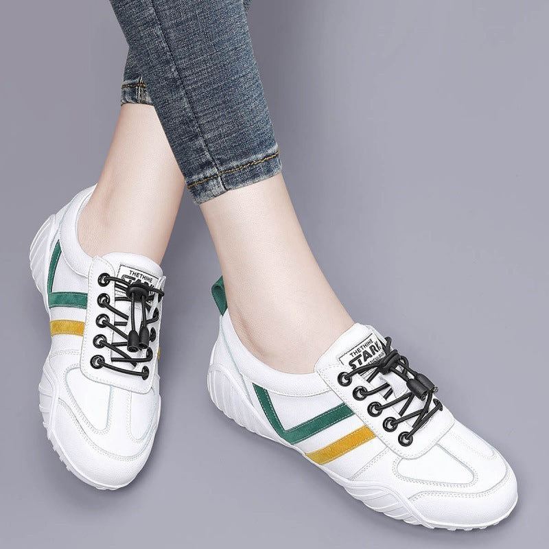 Women's Gold Silk Rabbit Genuine White Soft Sneakers