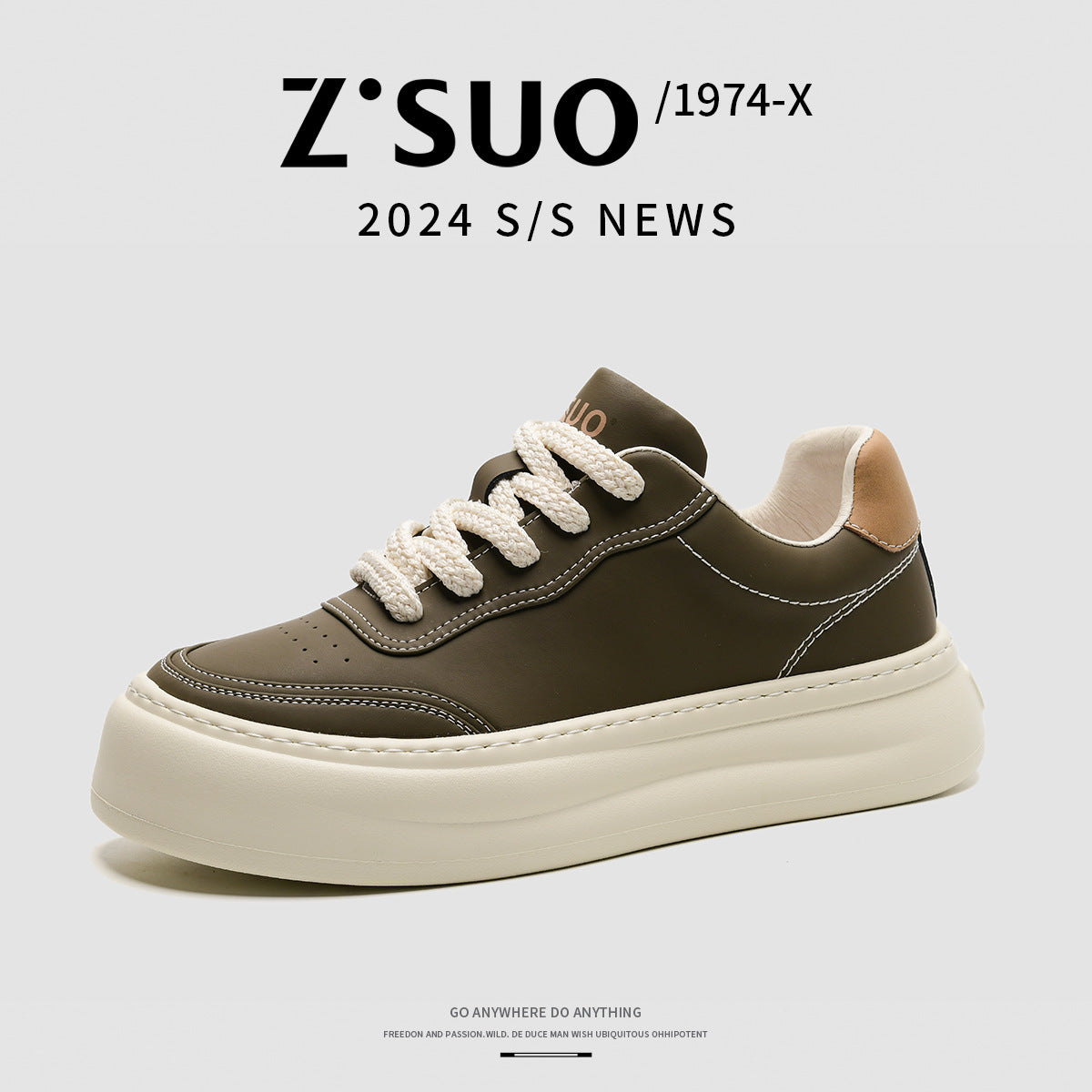 Men's White Versatile Breathable Platform Lightweight Trendy Casual Shoes