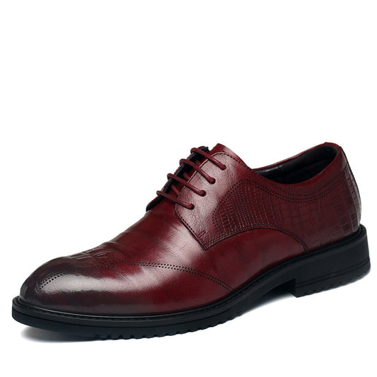 Men's Wear Genuine Brogue British Lace Up Trendy Leather Shoes