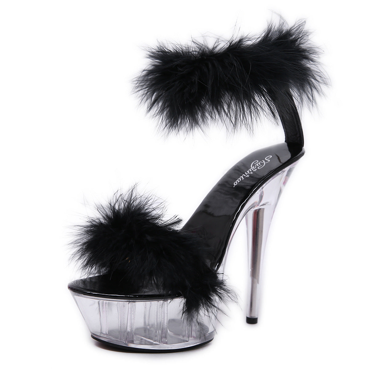 Women's Model High Stiletto Sexy Black Platform Sandals