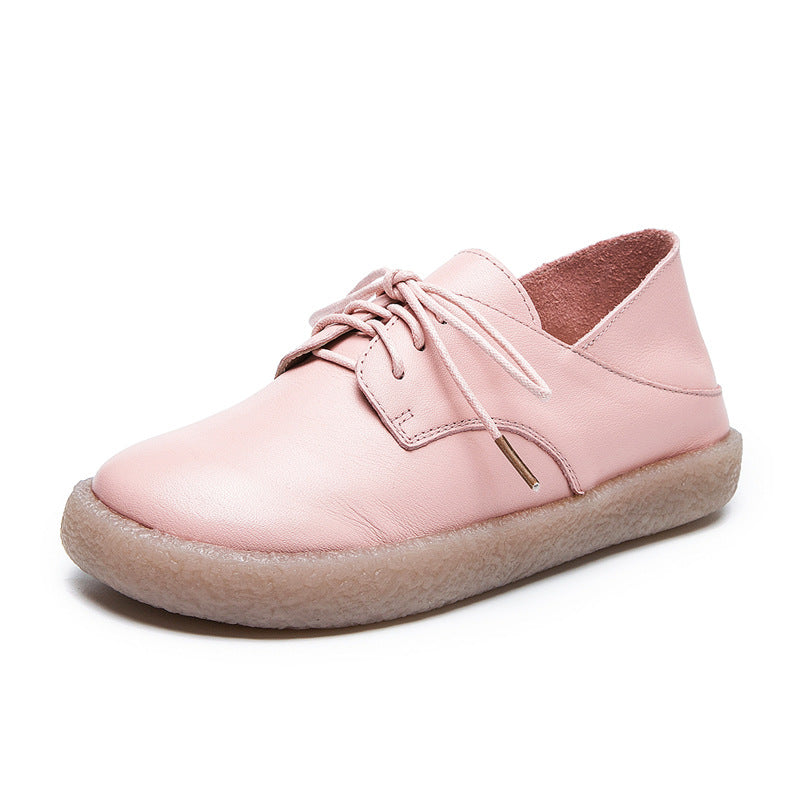 Genuine Pumps Autumn Lazy Broad First Layer Cowhide Soft Casual Shoes