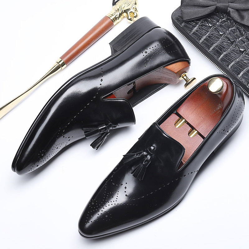 Men's Formal Wear Tassel Slip-on Business Pointed Leather Shoes