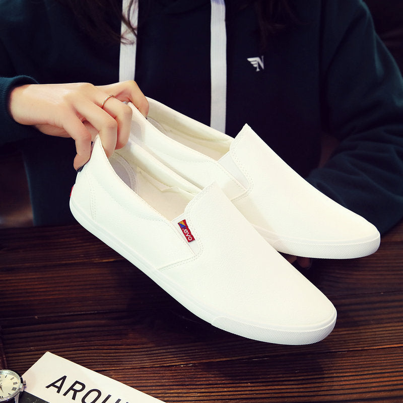 Men's Spring Surface Waterproof Solid White Thin Bottom Casual Shoes