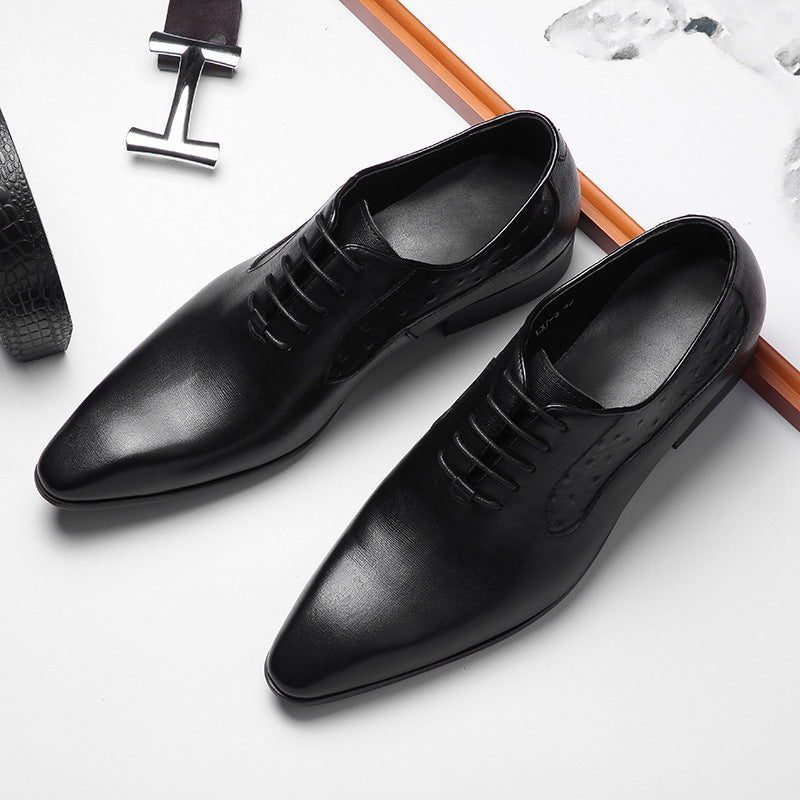 Men's Style Trendy First Layer Cowhide Single Business Leather Shoes