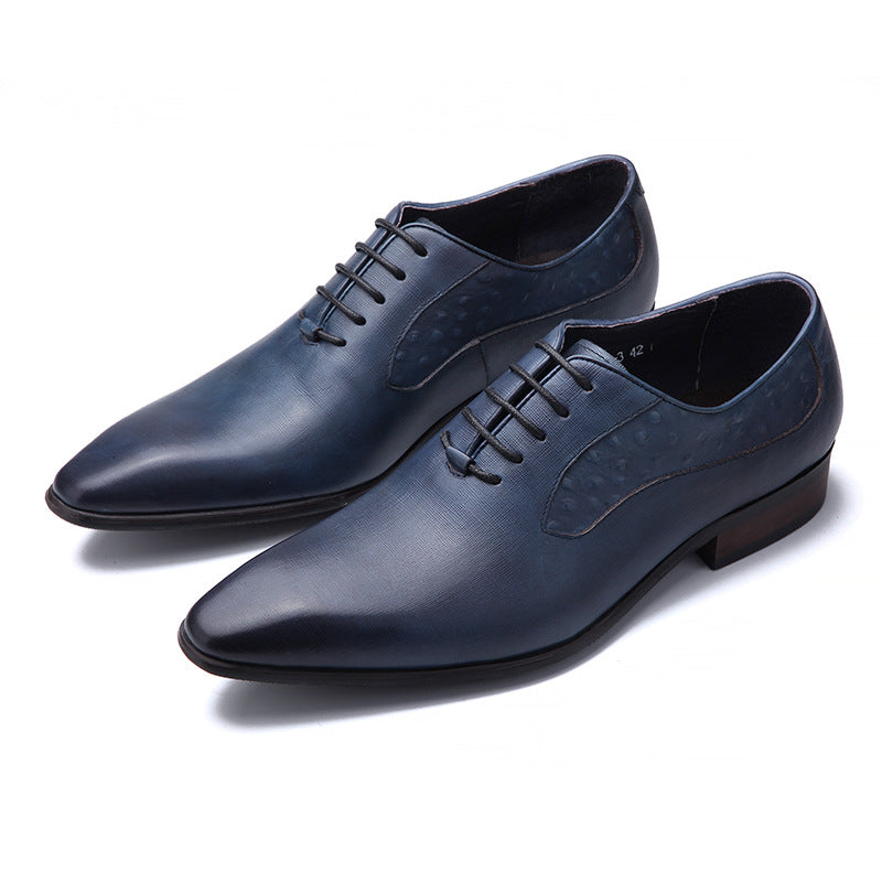 Men's Style Trendy First Layer Cowhide Single Business Leather Shoes