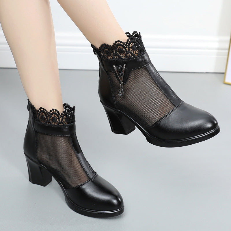 Fashion Thick Female Mid Toe Box Sandals