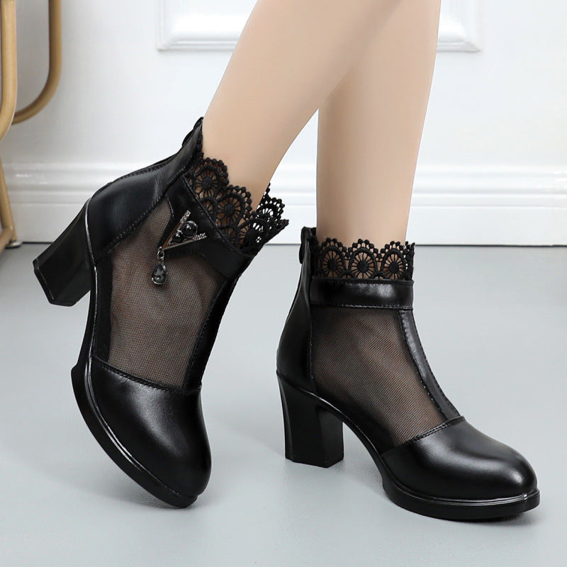 Fashion Thick Female Mid Toe Box Sandals