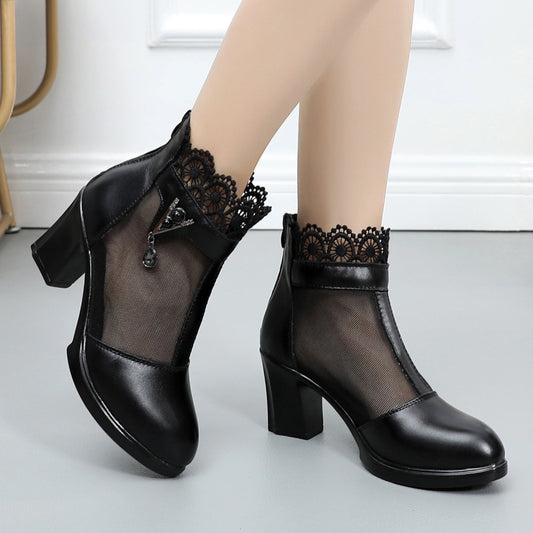 Fashion Thick Female Mid Toe Box Sandals