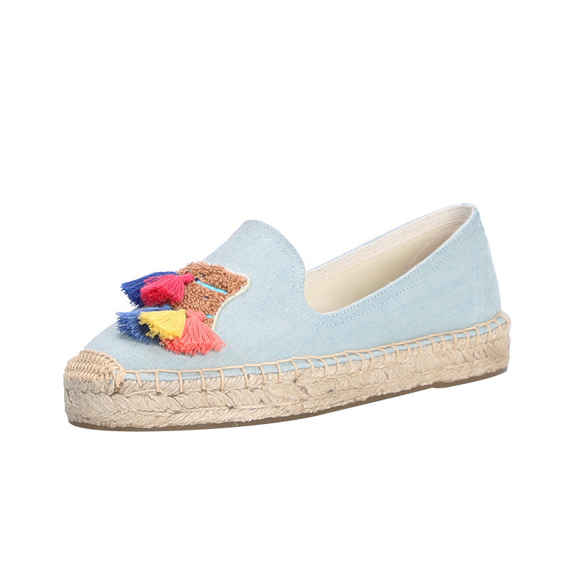 Women's Single Straw Fisherman Linen Flat Leisure Canvas Shoes