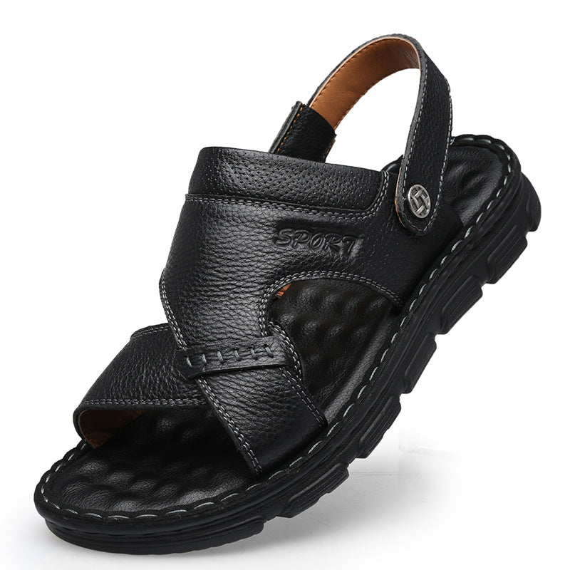 Men's Old Head Summer Cowhide Beach Genuine Sandals