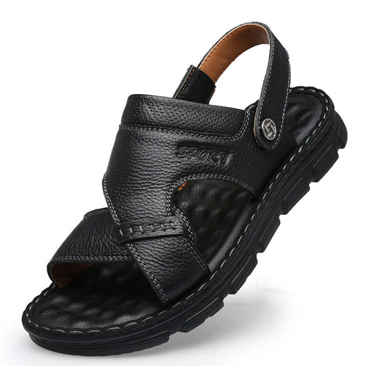 Men's Old Head Summer Cowhide Beach Genuine Sandals