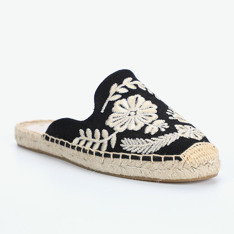 Women's Garden Hemp Rope Straw Fisherman Flat Slippers