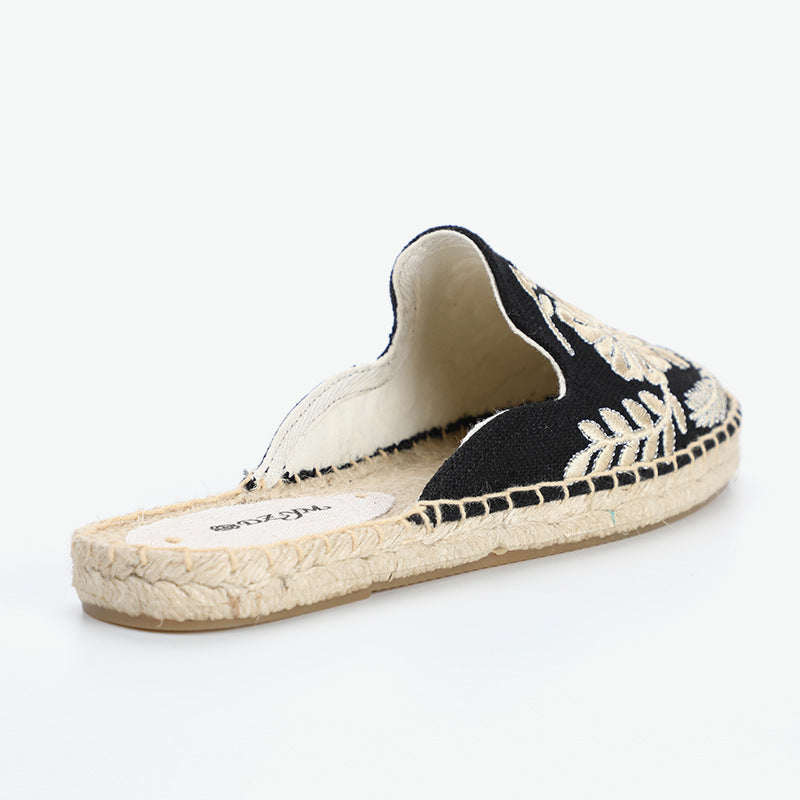 Women's Garden Hemp Rope Straw Fisherman Flat Slippers