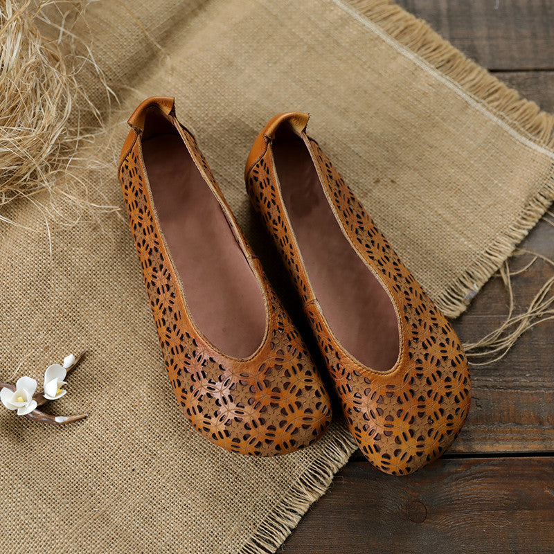 Women's Closed Toe Hollow Slip-on Low Soft Bottom Comfortable Sandals