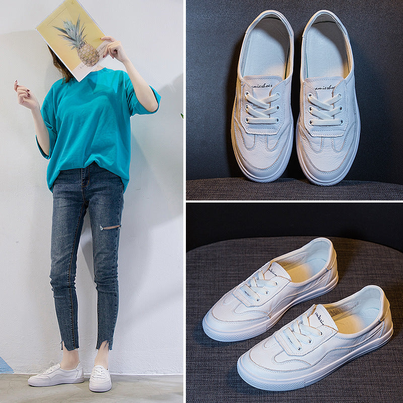 White Spring Korean Style Flat Lazy Low-cut Breathable Women's Casual Shoes
