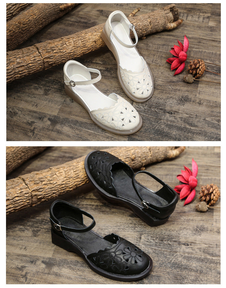 Women's Artistic Small Clear Flat Soft Bottom Korean Sandals