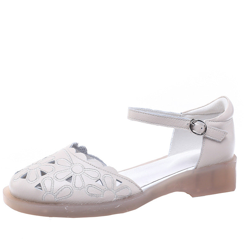 Women's Artistic Small Clear Flat Soft Bottom Korean Sandals