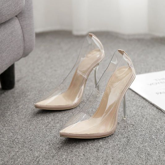 Women's Pointed Toe Shallow Mouth Sexy Transparent Sandals