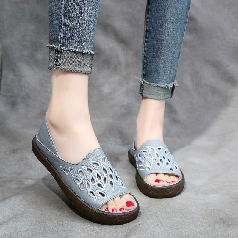 Women's Bottom Maternity Embroidered Mother Genuine Handmade Sandals