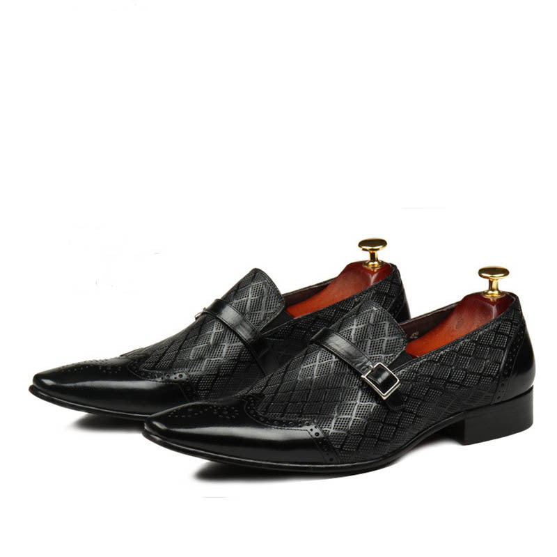 Men's Summer Pointed Toe Brogue Business Male Leather Shoes