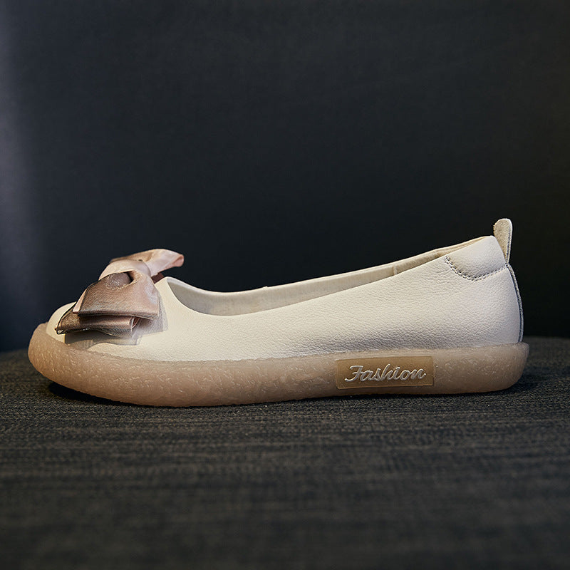 Women's Vintage Genuine Mori Soft Bottom Bowknot Low-cut Slip-on Women's Casual Shoes