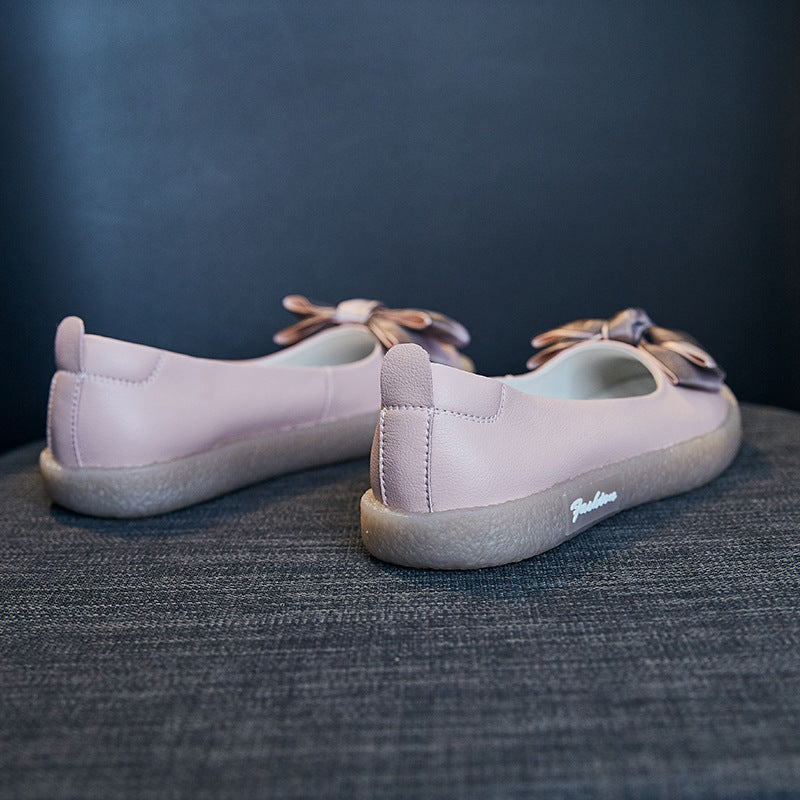 Women's Vintage Genuine Mori Soft Bottom Bowknot Low-cut Slip-on Women's Casual Shoes