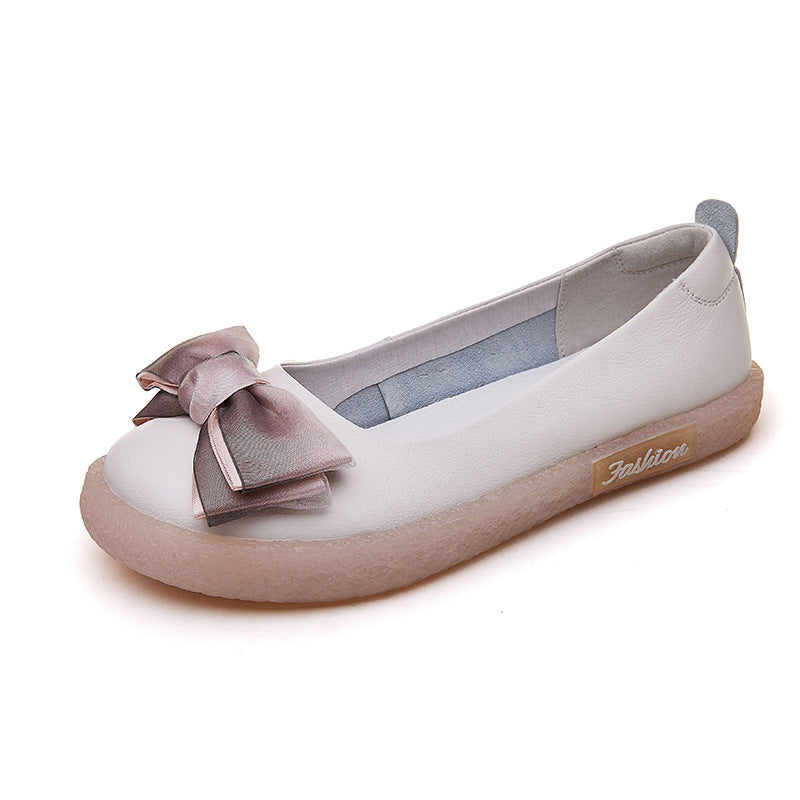 Women's Vintage Genuine Mori Soft Bottom Bowknot Low-cut Slip-on Women's Casual Shoes