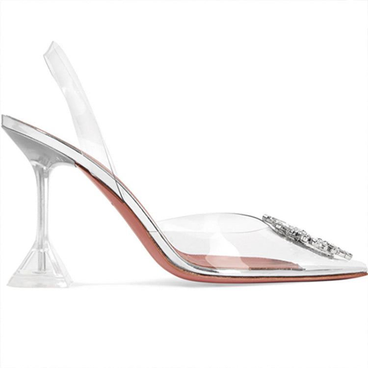 Toe Transparent Female Summer Stilettos Rhinestone Sandals