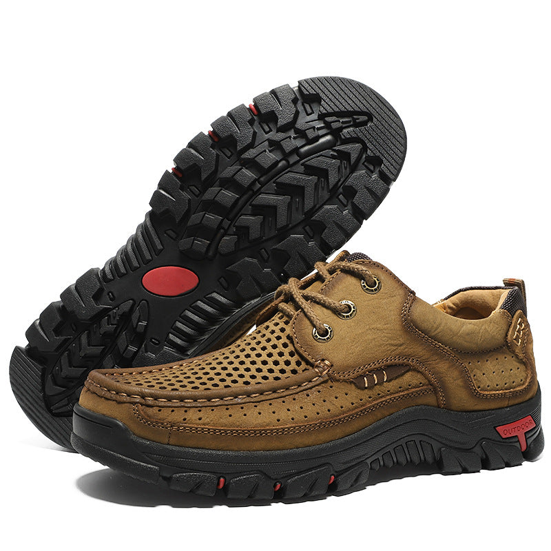 Men's Business Top Layer Authentic Hollow Out Leather Shoes