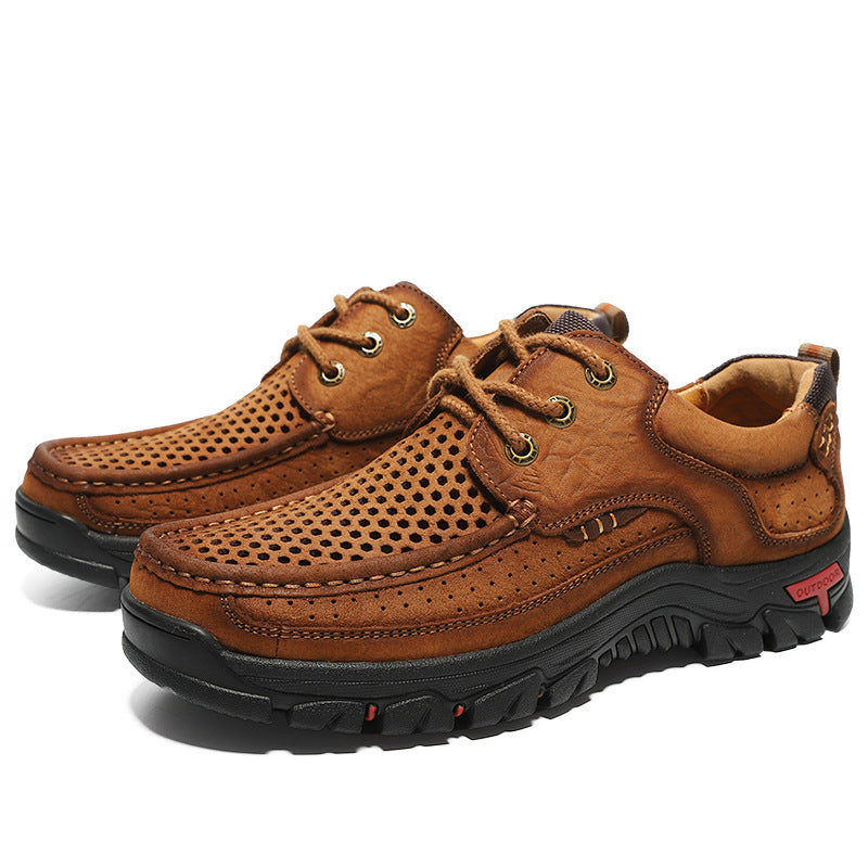 Men's Business Top Layer Authentic Hollow Out Leather Shoes