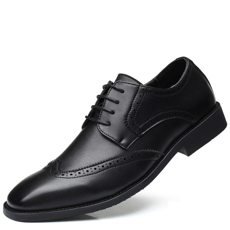 Men's Tao Square Toe Business Formal Wear Routing Pumps Leather Shoes