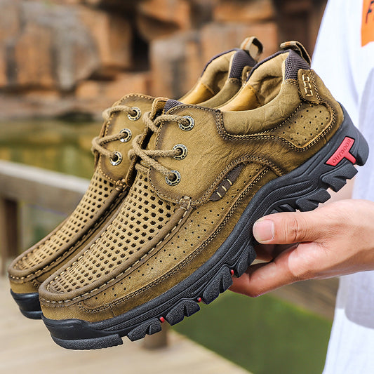 Men's Business Top Layer Authentic Hollow Out Leather Shoes