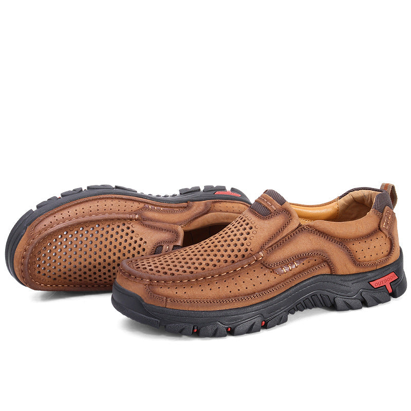 Men's Business Top Layer Authentic Hollow Out Leather Shoes