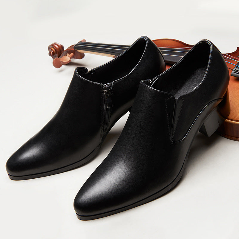 Men's Top Layer Cowhide Trend Hight Increasing Leather Shoes