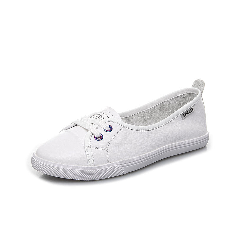 Women's Layer Cowhide Easy Wear Flat Breathable Korean Style Nurse Teacher Women's Casual Shoes