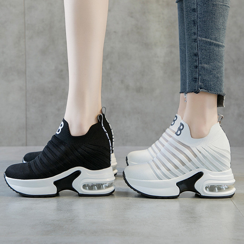 Women's White Height Increasing Insole Daddy Fashion Platform Women's Sports Shoes