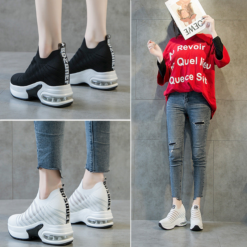Women's White Height Increasing Insole Daddy Fashion Platform Women's Sports Shoes
