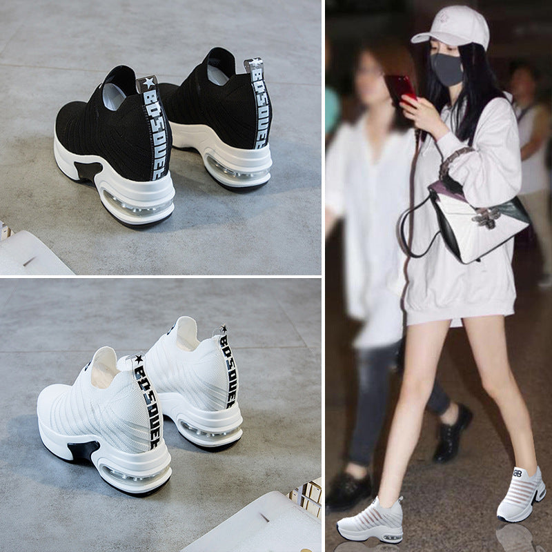 Women's White Height Increasing Insole Daddy Fashion Platform Women's Sports Shoes
