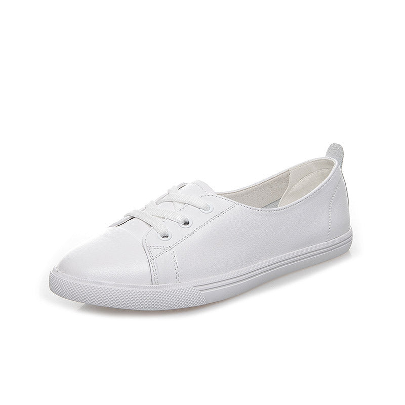 Women's Layer Cowhide Easy Wear Flat Breathable Korean Style Nurse Teacher Women's Casual Shoes