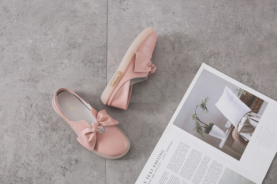 Women's Low-cut Two-way White For Slip-on Bow Soft Casual Shoes