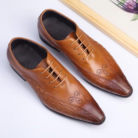 Men's Business Formal Wear Banquet Fashion Brogue Leather Shoes