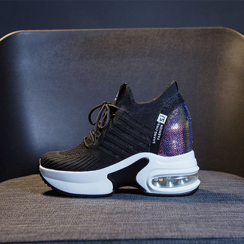 Women's & Men's Summer Height Increasing Insole Mesh Surface White Sneakers