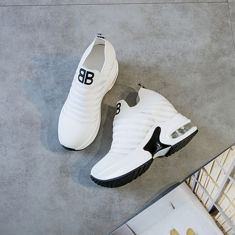 Women's White Height Increasing Insole Daddy Fashion Platform Women's Sports Shoes