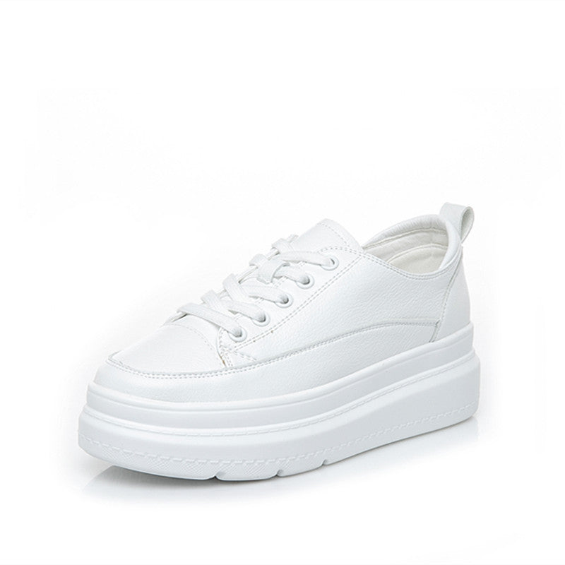 Women's White Spring Height Increasing Insole Platform Women's Sports Shoes