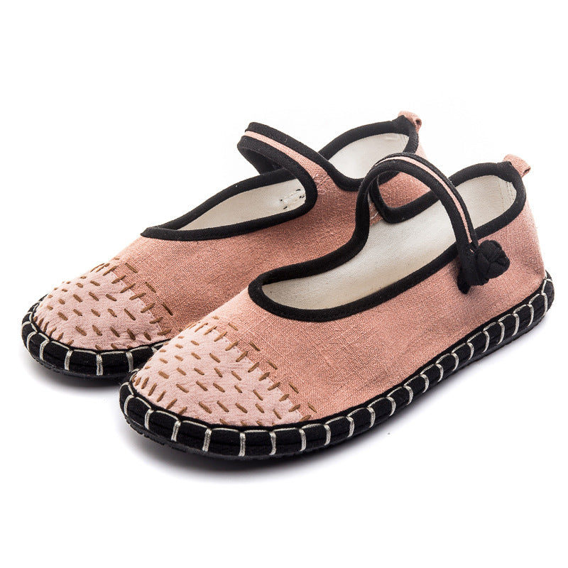 Women's Color Matching Handicraft Stitching Cloth Breathable Canvas Shoes